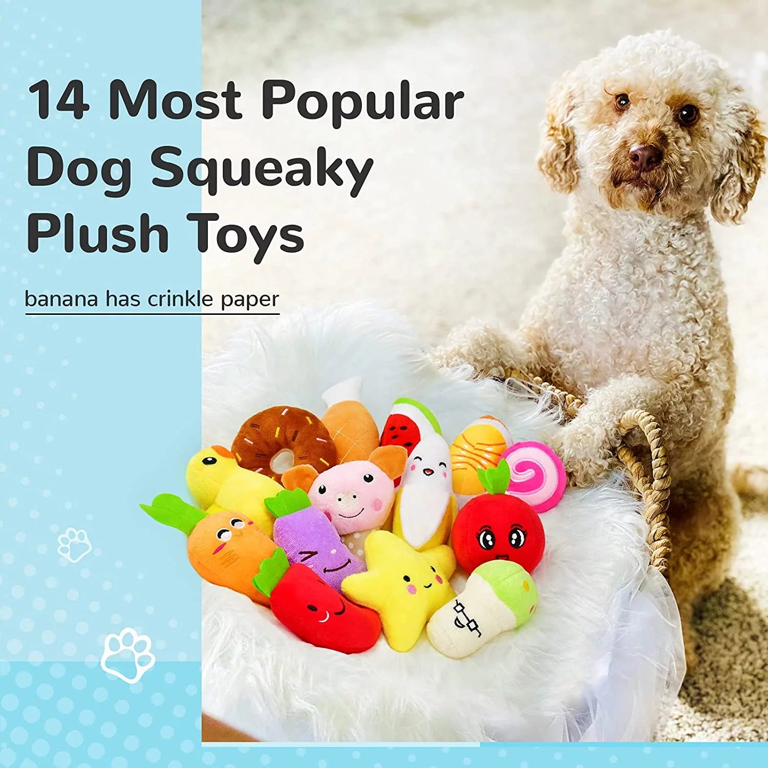 Dog Squeaky Toys for Small Dogs, 12 Pack Puppy Toys for Teething Cute Small Dog Toys Stuffed Plush Dog Toy Bundle Natural Cotton Puppy Rope Toy Dog Chew Toys for Puppies Pet Toys for Dogs