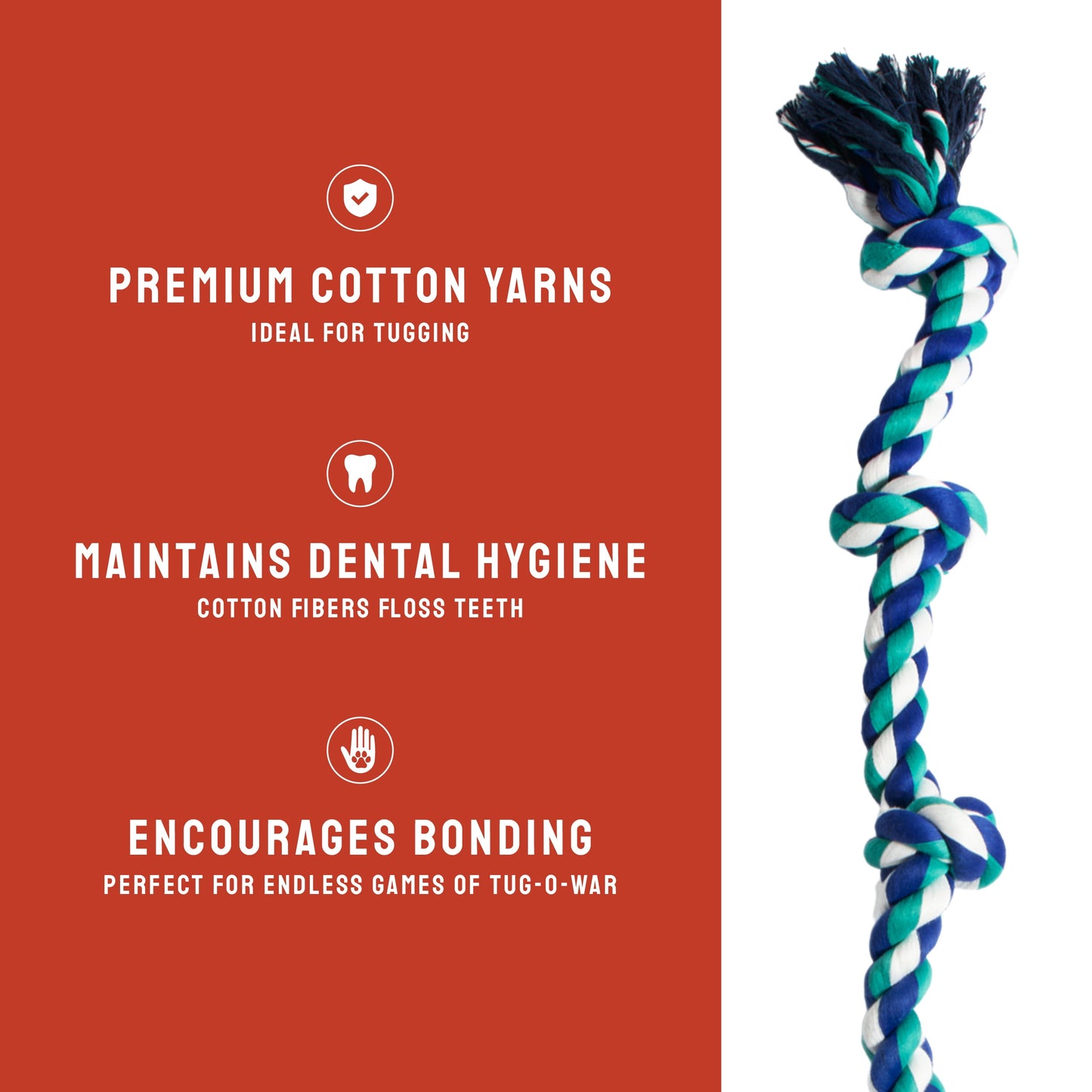 Flossy Chews Cottonblend 5 Knot Tug Rope Dog Toy, Super XL, 72", Assorted Colors